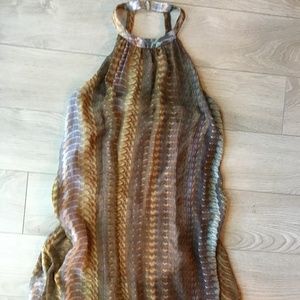 BarIII Sleeveless Halter Print Chiffon Maxi Dress